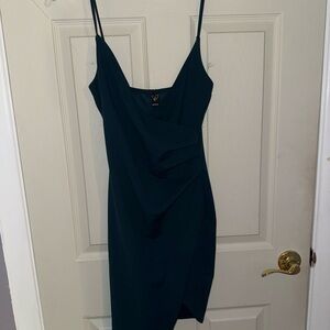 Windsor Dark Teal Draped Slip Mini Dress